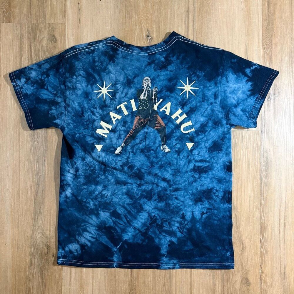 Matisyahu Blue Tie Dye Concert Shirt Sz M Jewish Reggae Rock Tee Boho Style Alt